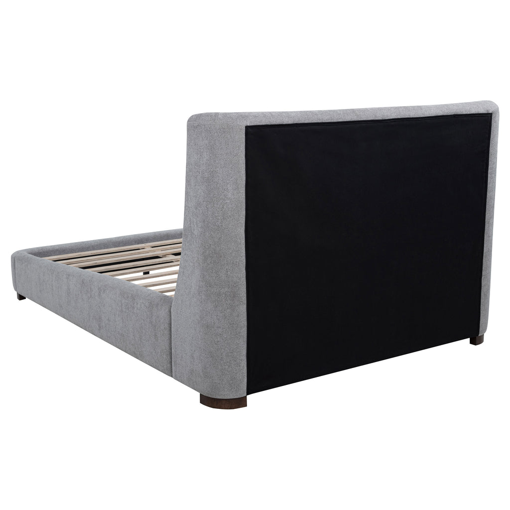 Rennes Upholstered Queen Wingback Platform Bed Grey