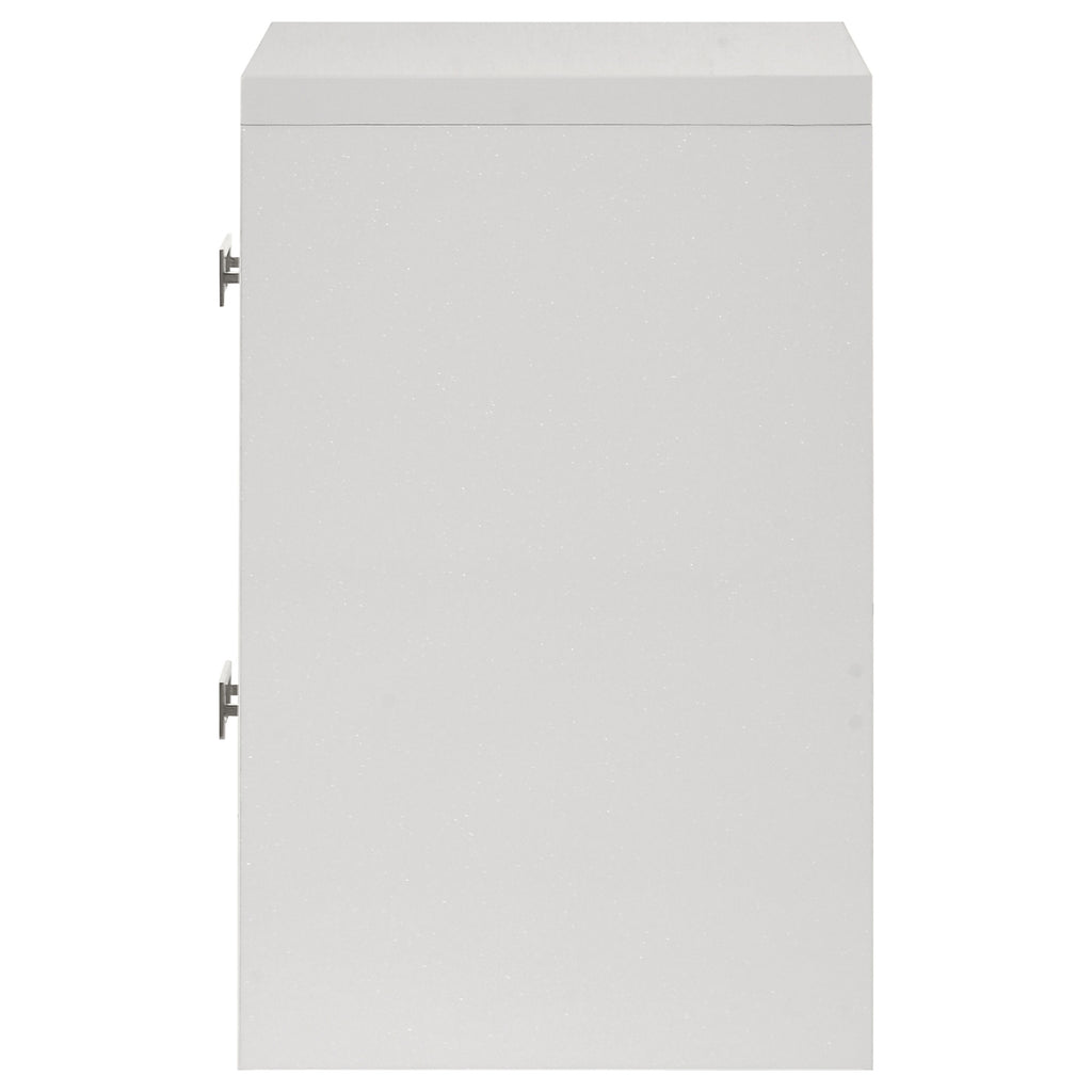 Viana Contemporary 2-Drawer Nightstand with Chrome Pulls White High Gloss