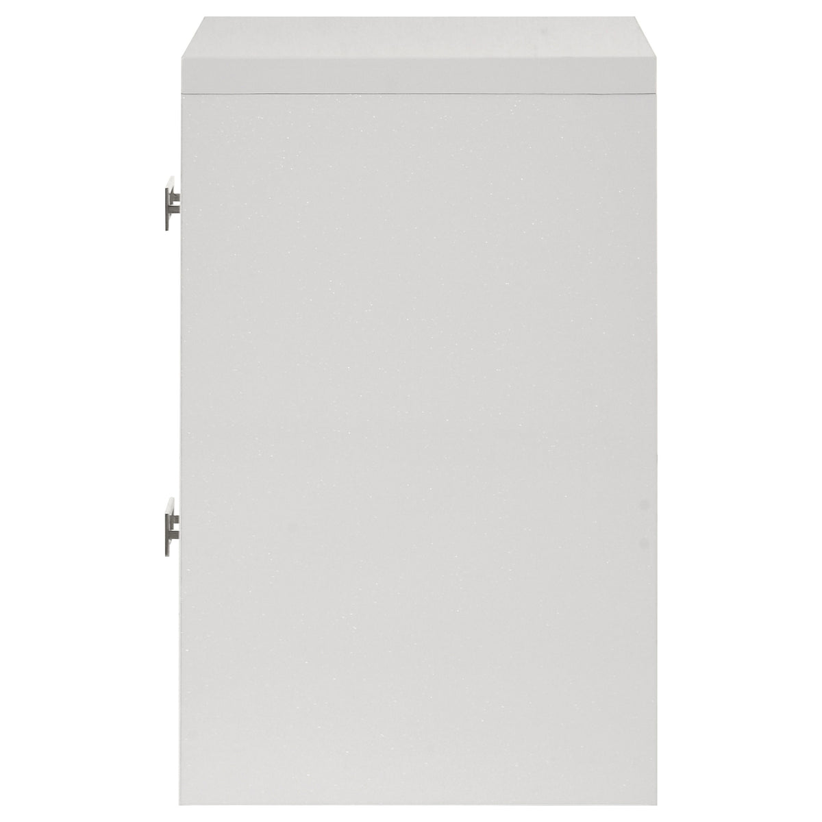 Viana Contemporary 2-Drawer Nightstand with Chrome Pulls White High Gloss