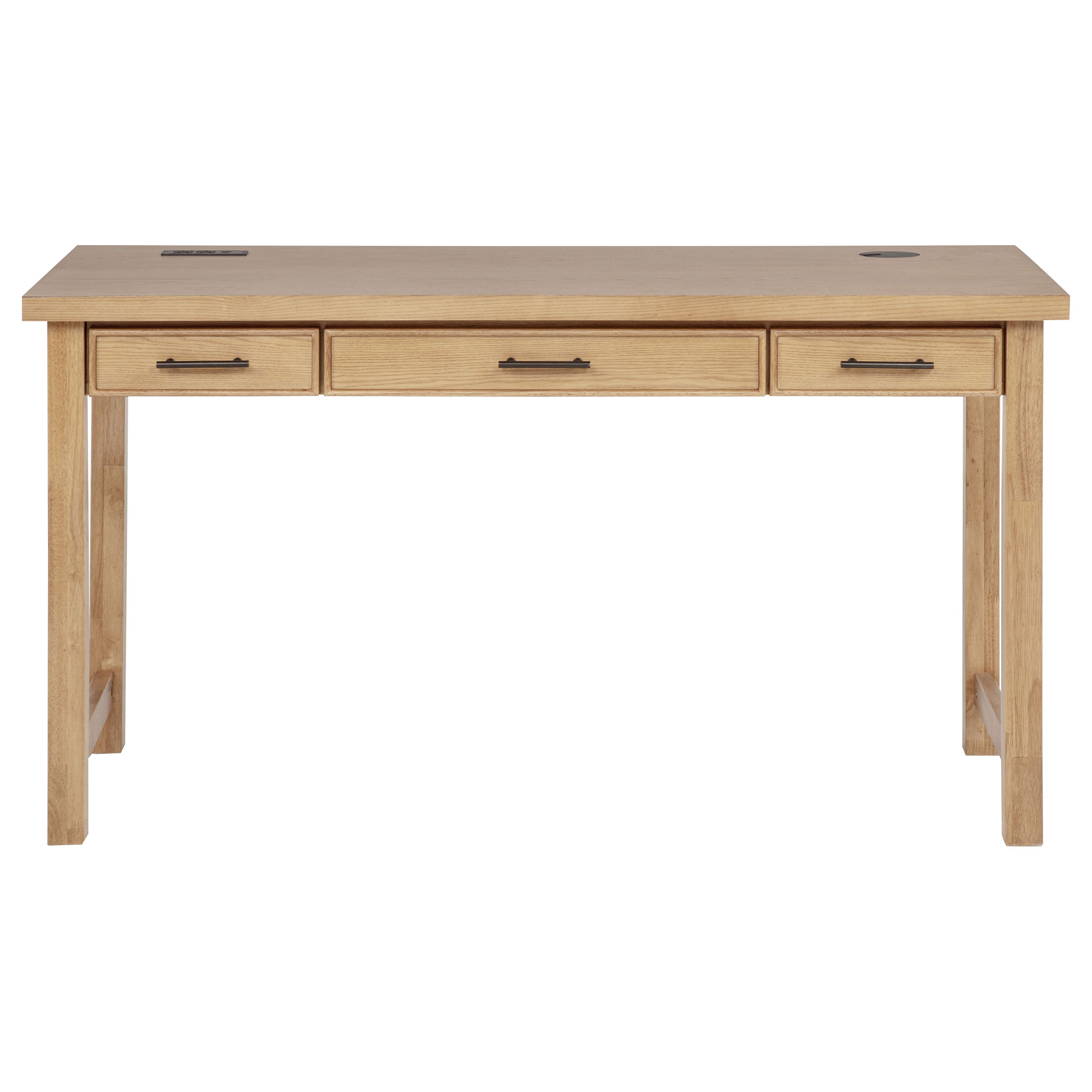 Vermes 55-inch 3-drawer Writing Desk with Power Outlet Light Ash