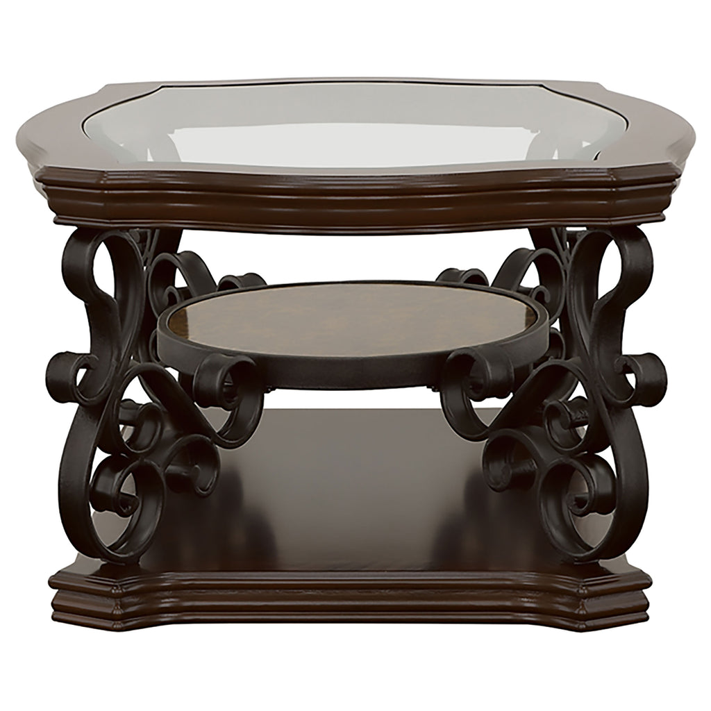 Laney 1-shelf Glass Top Rectangular Coffee Table Deep Merlot