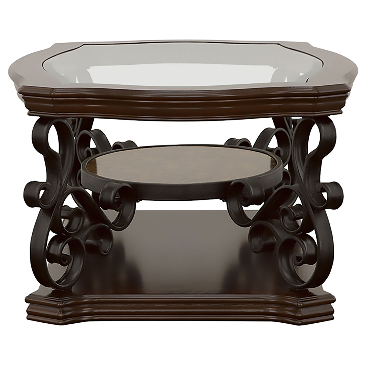 Laney 1-shelf Glass Top Rectangular Coffee Table Deep Merlot