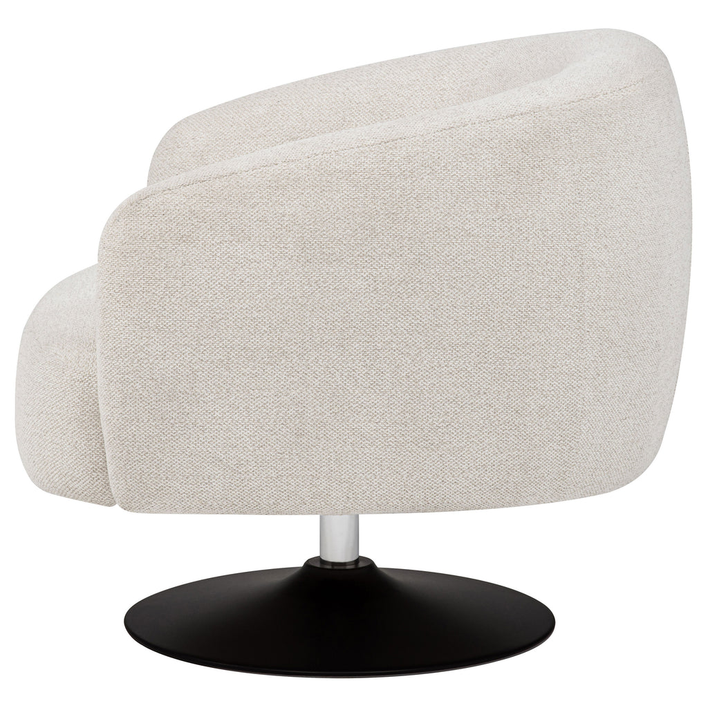 Dave Upholstered Barrel Back Swivel Club Chair Beige