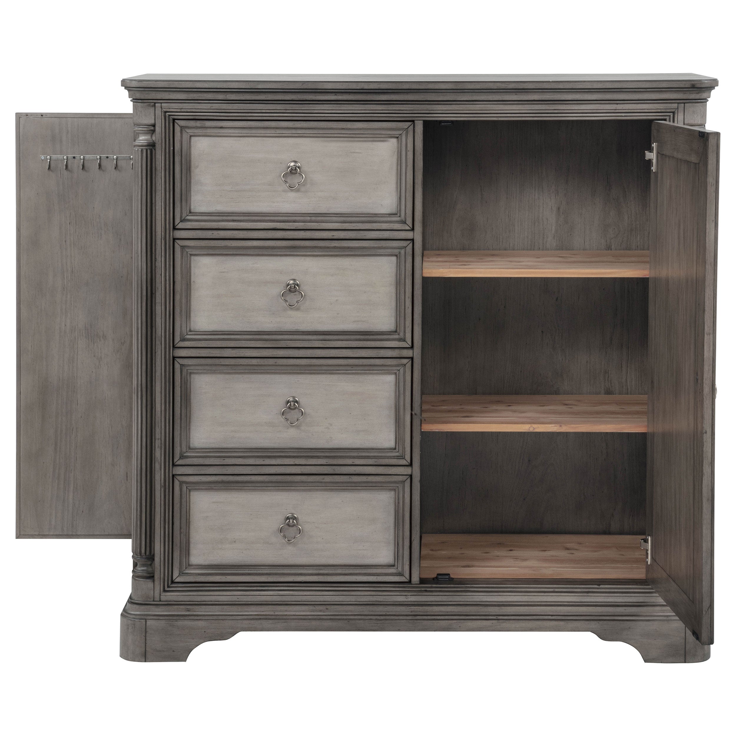 Cresswell 4-drawer Door Chest with Hidden Storage Weathered Taupe