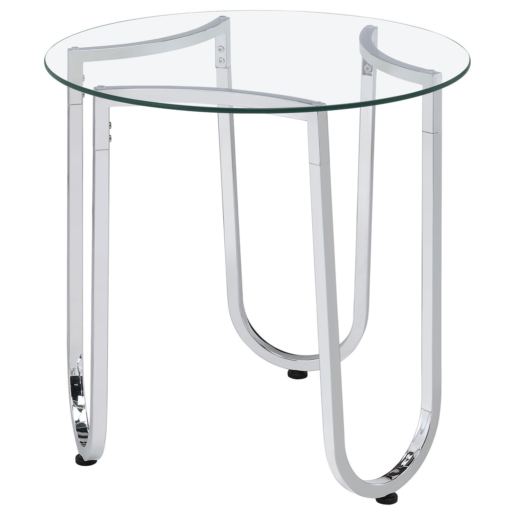 Beller 3-piece Round Tempered Glass Top Coffee Table Set Chrome