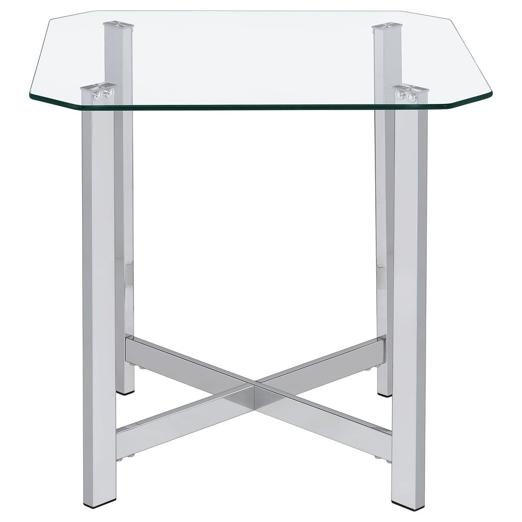 Cronin 3-piece Tempered Glass Top Coffee Table Set Chrome