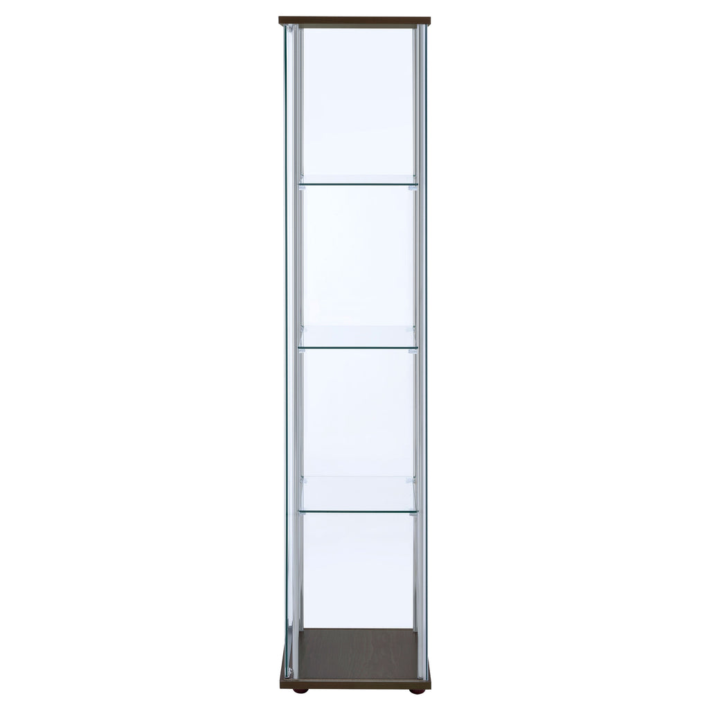 Bellatrix 3-shelf Clear Glass Curio Cabinet Cappuccino