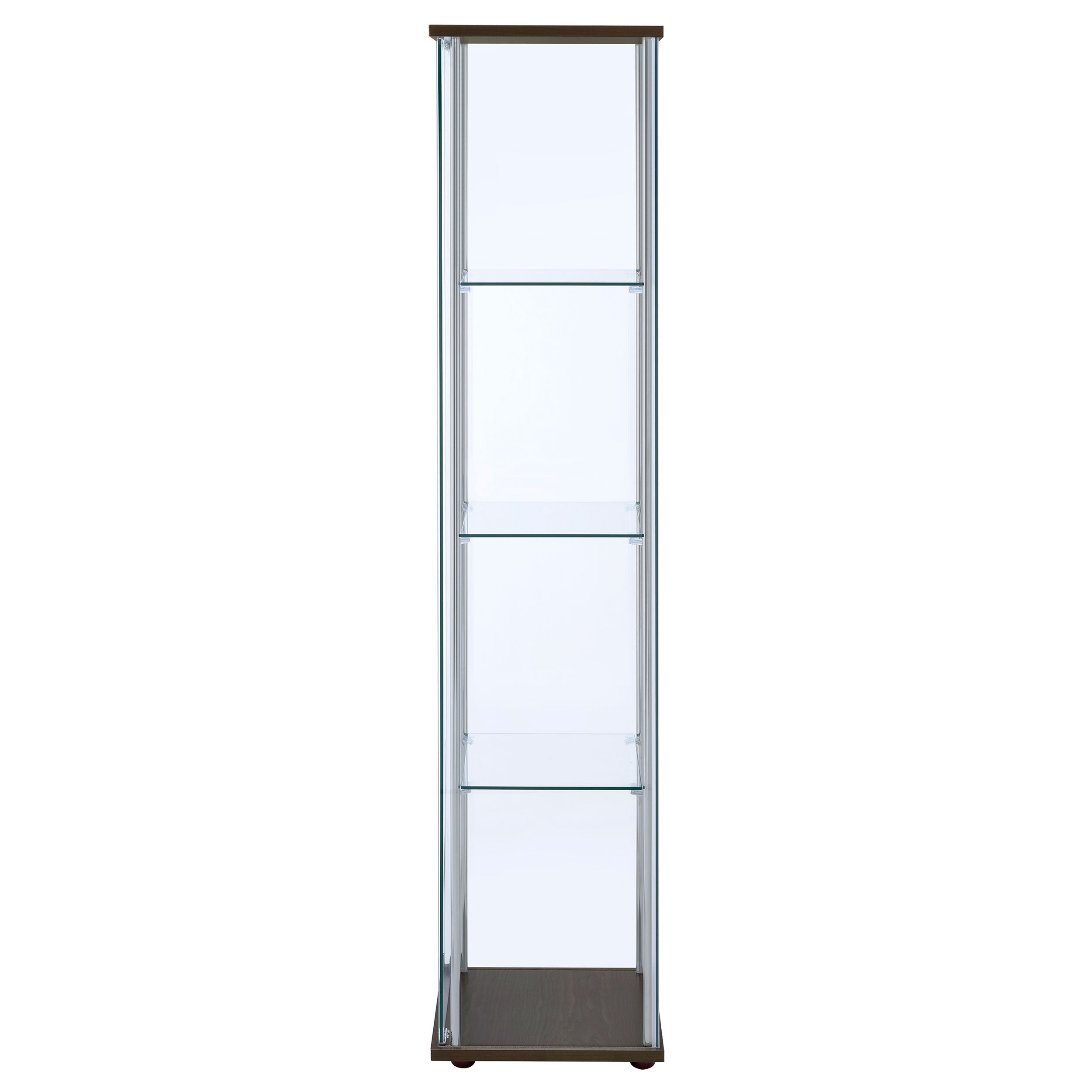 Bellatrix 3-shelf Clear Glass Curio Cabinet Cappuccino