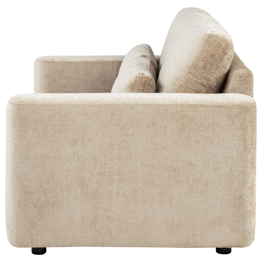 Amador Chenille Upholstered Track Arm Loveseat Camel