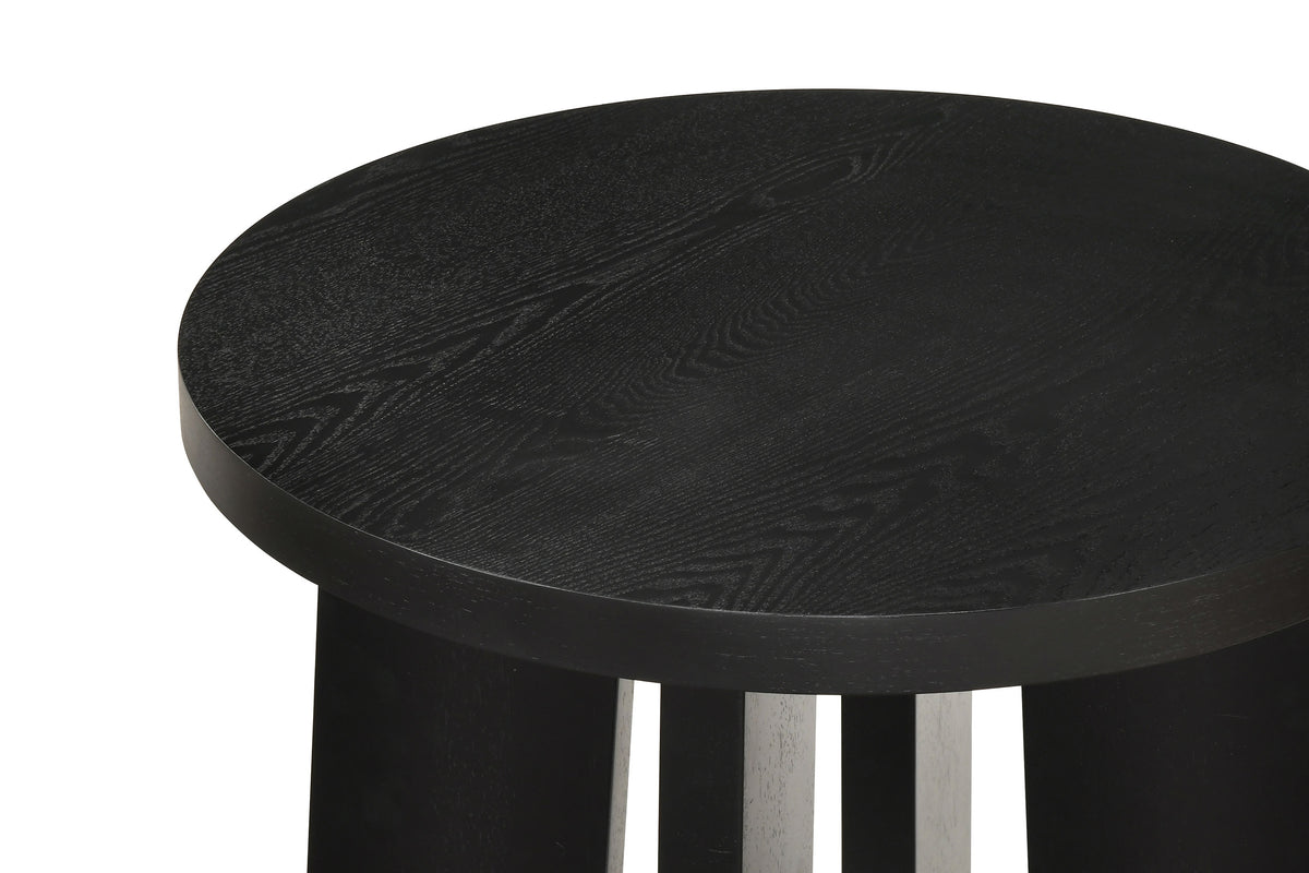 Strouse 47-inch Round Wood End Table Black