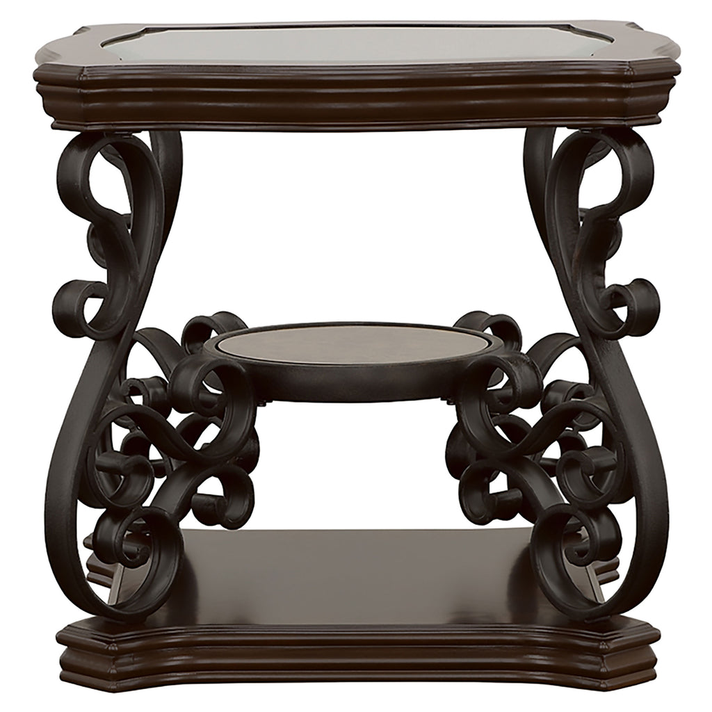 Laney 1-shelf Glass Top Square End Table Deep Merlot