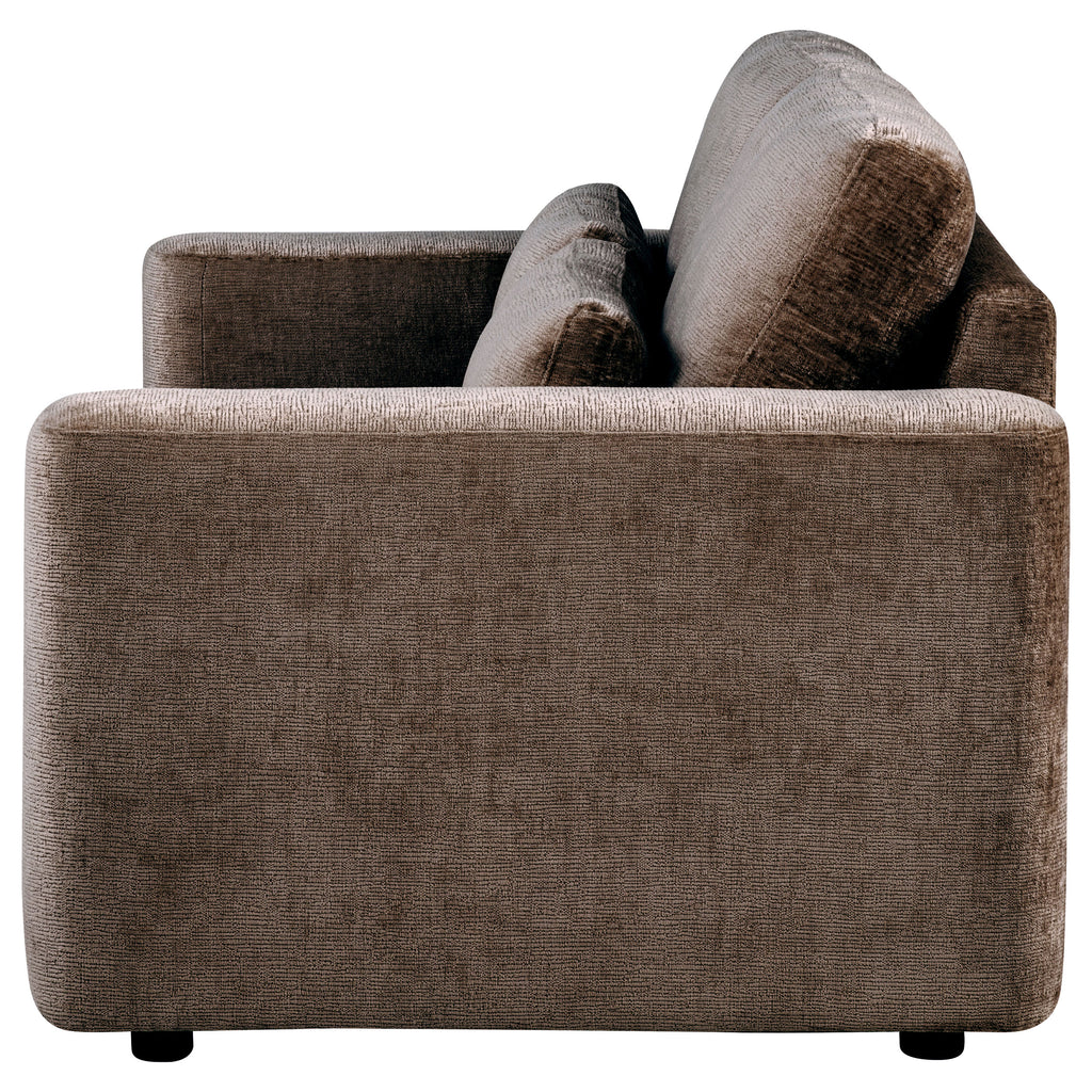 Amador Chenille Upholstered Track Arm Loveseat Chocolate
