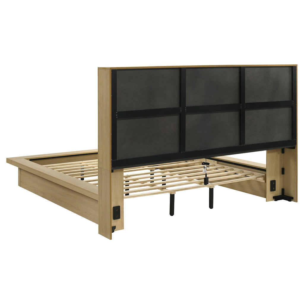 Hendricks California King Bookcase Headboard Platform Bed Light Oak