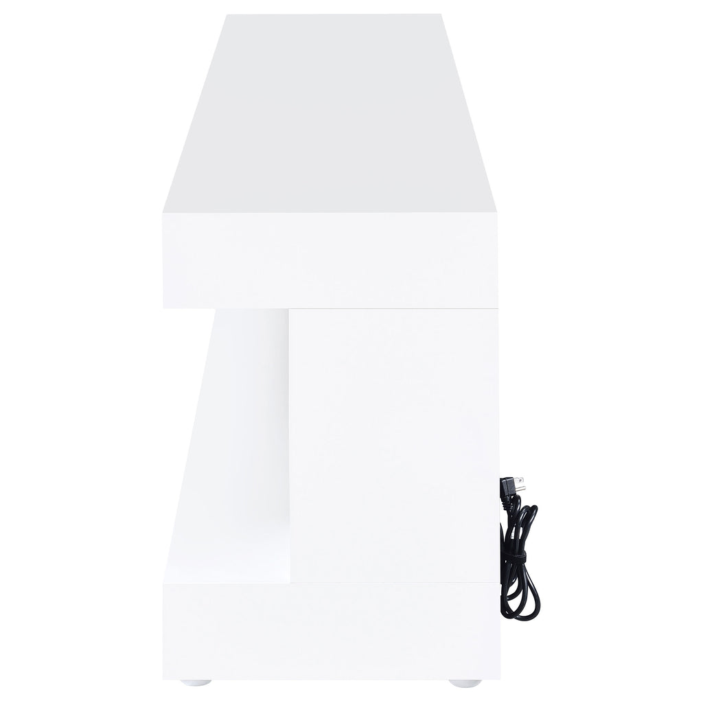 Mallory TV Stand Fireplace Console Bluetooth Speaker White High Gloss