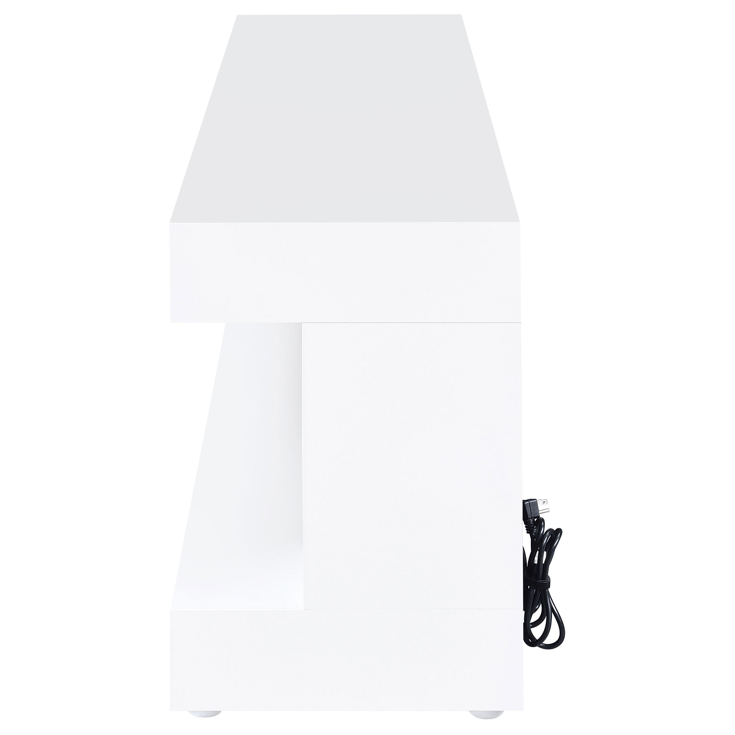 Mallory TV Stand Fireplace Console Bluetooth Speaker White High Gloss