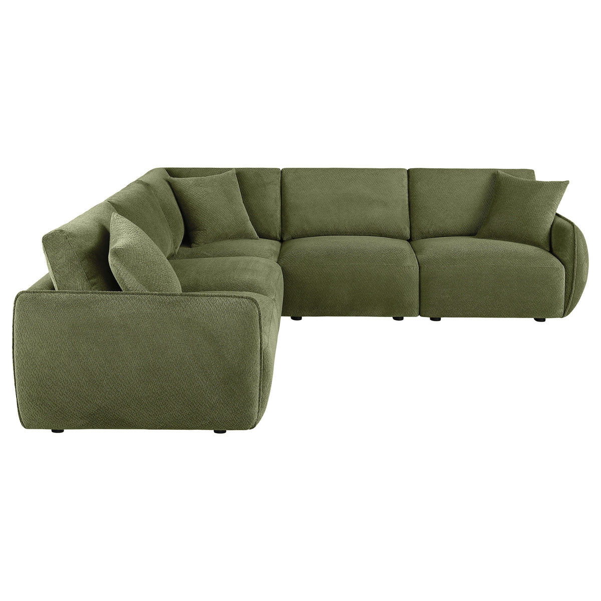 Elysia 5-piece Fabric Upholstered Modular Sectional Sofa Green