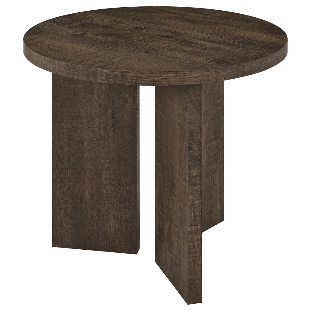 Aragon 2-Piece Round Coffee and End Table Set Dark Rustic Mango