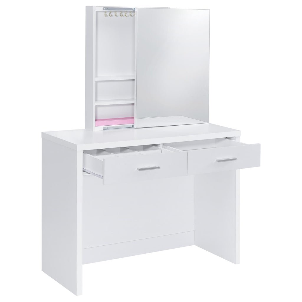 Bunbury Makeup Vanity Table Set Storage Mirror and Stool White
