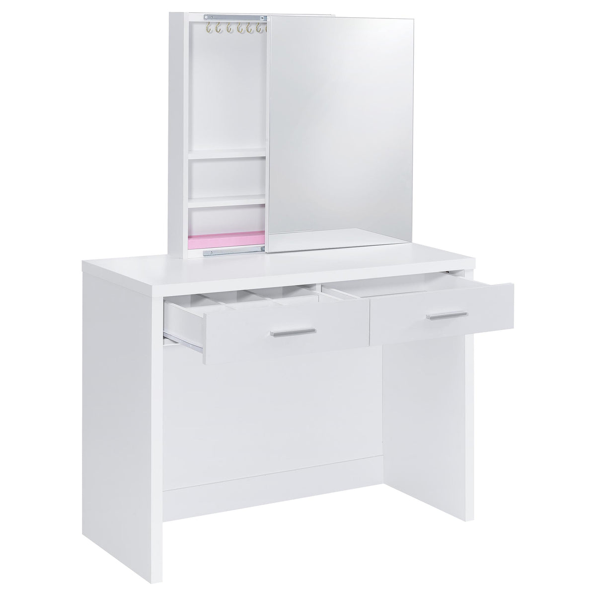 Bunbury Makeup Vanity Table Set Storage Mirror and Stool White