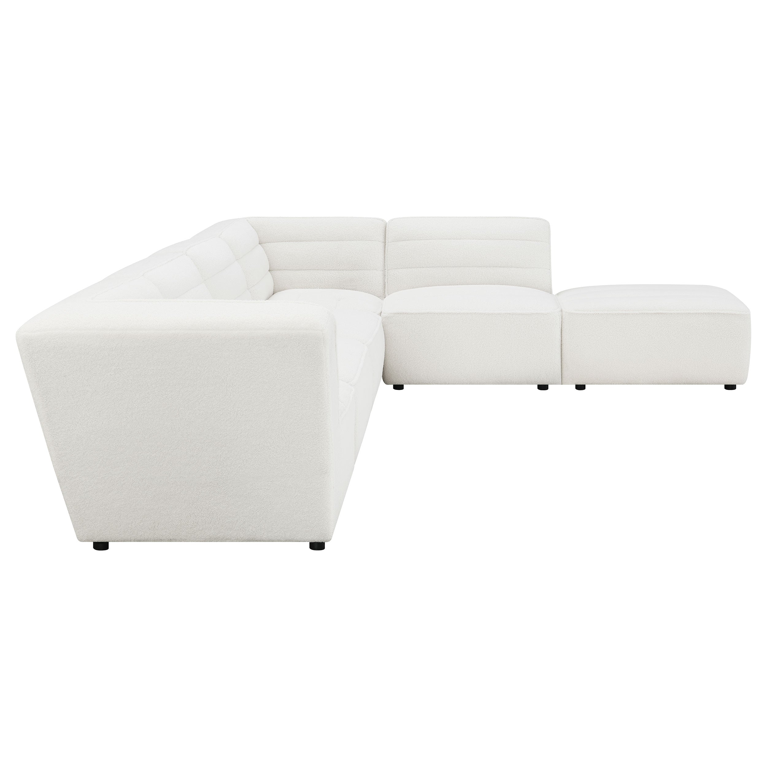 Sunny 6-piece Upholstered Modular Sectional Sofa Ivory Sherpa