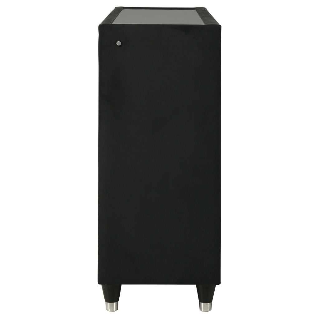 Ravenne 8-drawer Velvet Upholstered LED Dresser Cabinet Black