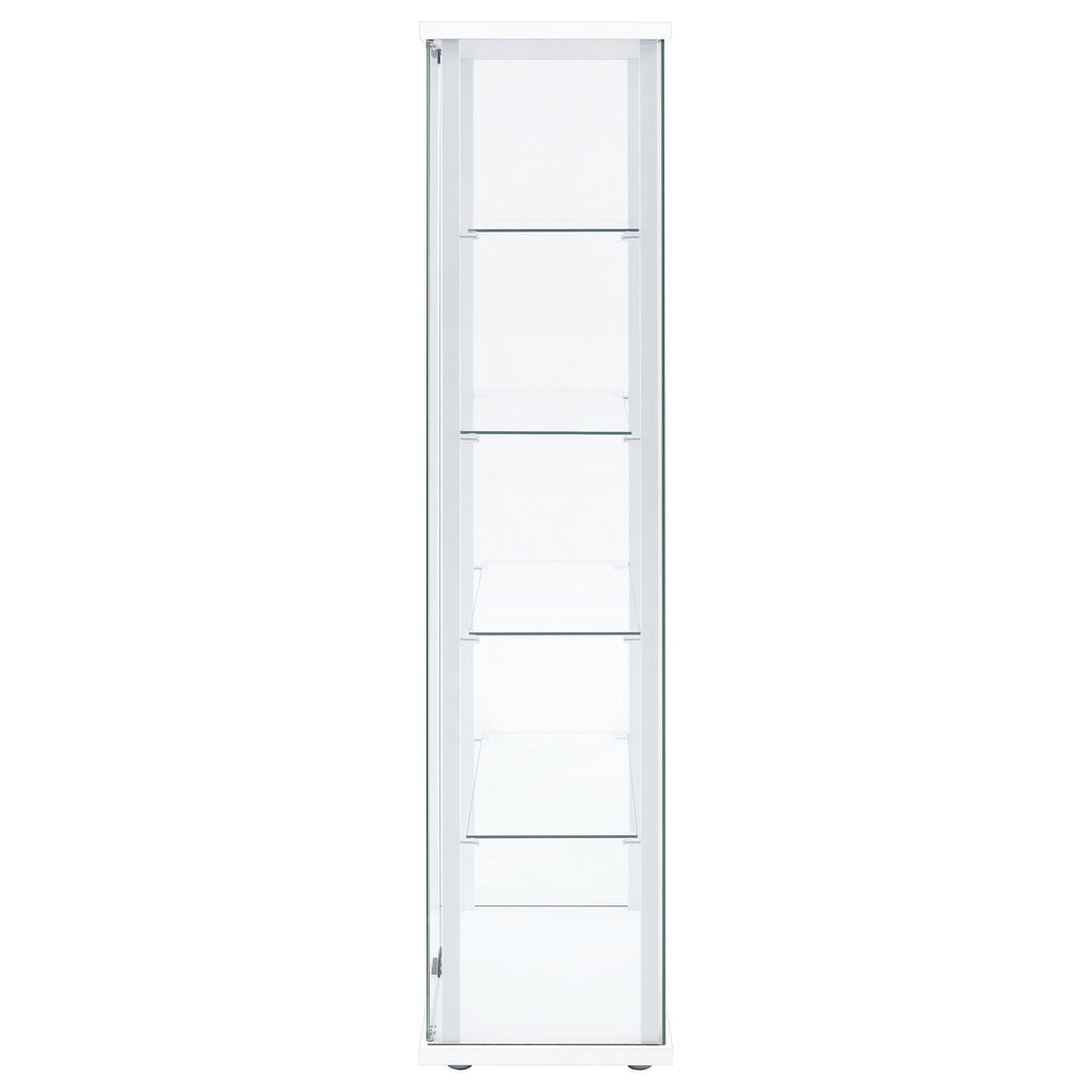 Delphinium 4-Shelf Clear Glass Curio Display Cabinet White