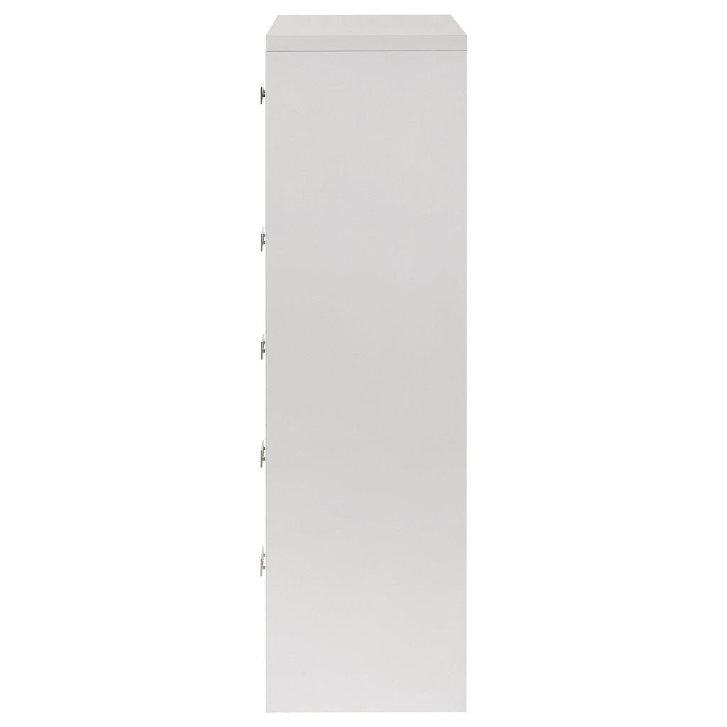 Viana 5-Drawer Chest of Drawers with Chrome Pulls White High Gloss