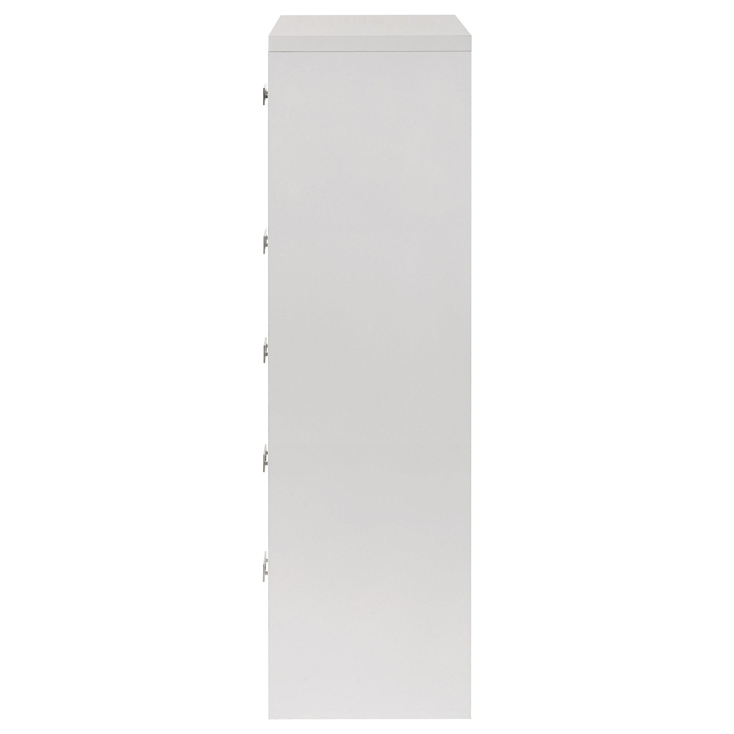 Viana 5-Drawer Chest of Drawers with Chrome Pulls White High Gloss