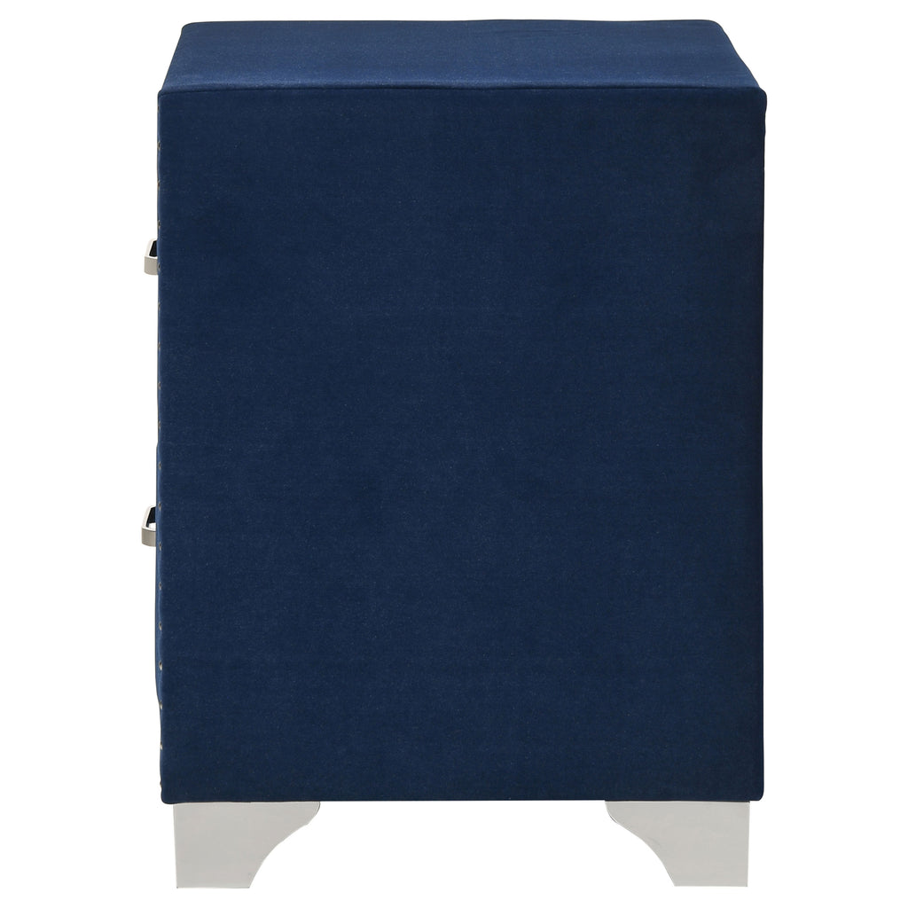 Melody Upholstered 2-drawer Nightstand Pacific Blue