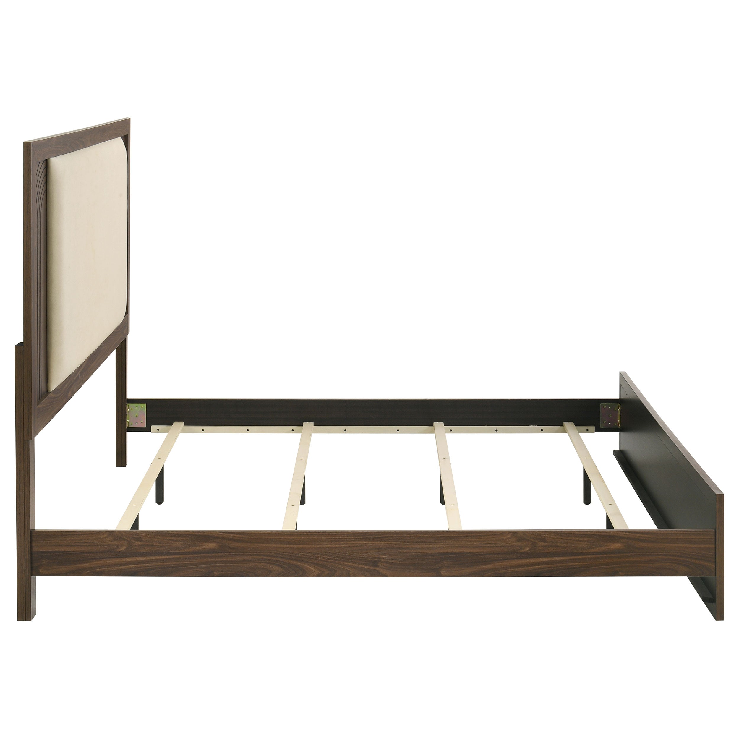 Etienne Eastern King Velvet Upholstered Panel Bed Walnut