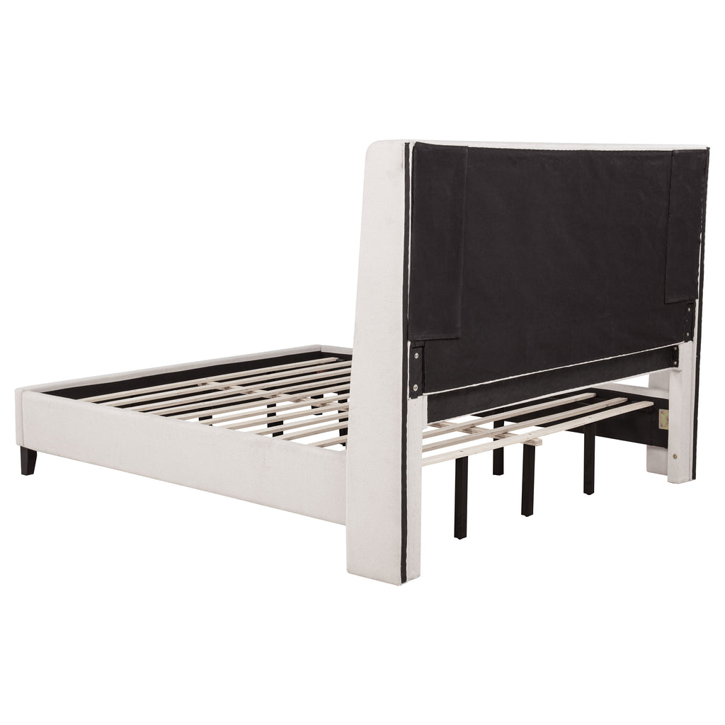 Leslie Upholstered Tufted California King Wingback Platform Bed Beige