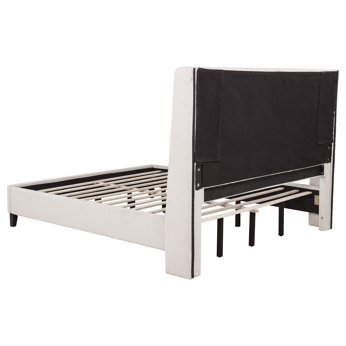 Leslie Upholstered Tufted California King Wingback Platform Bed Beige