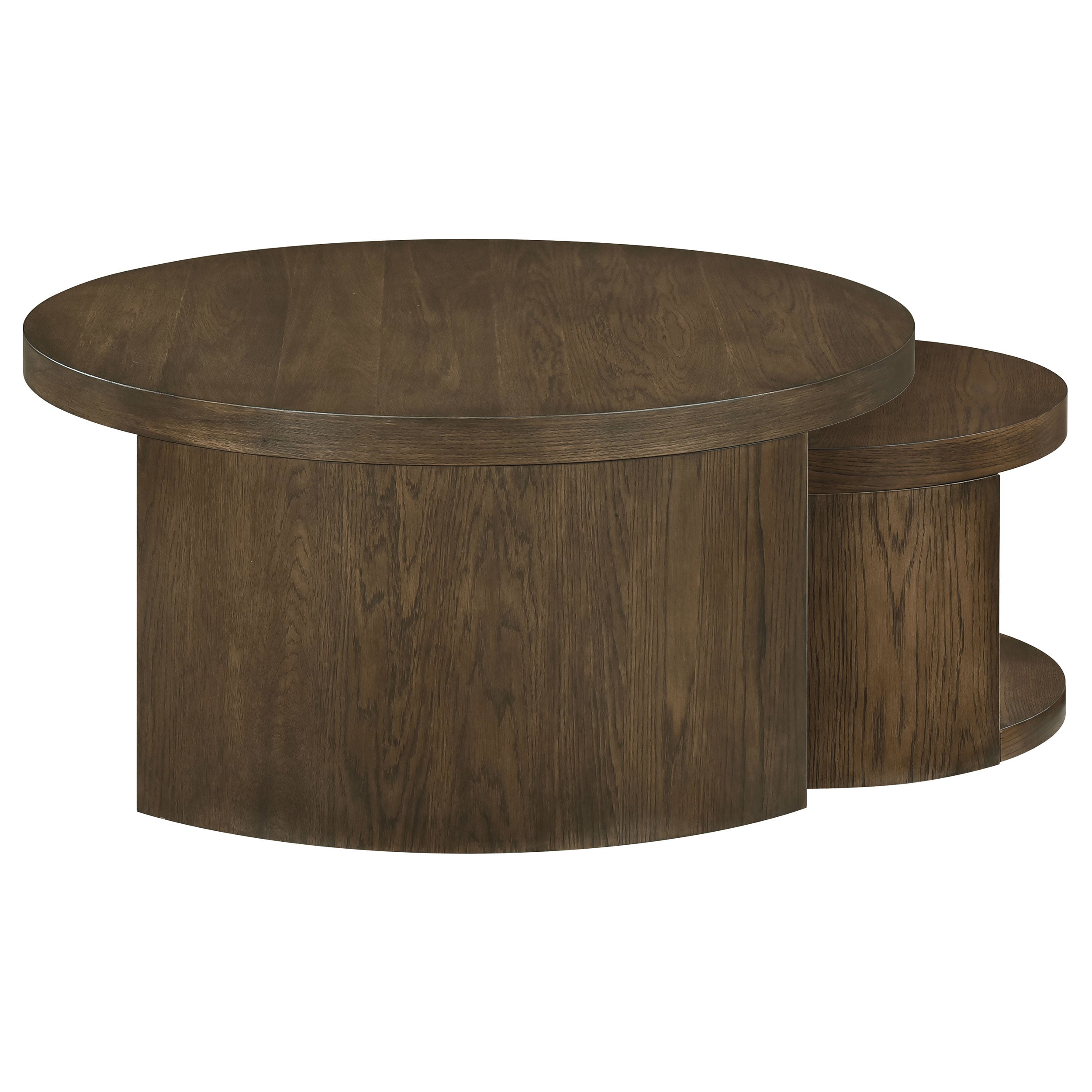 Sweeney 2-piece Round Wood Occasional Nesting Table Set Dark Walnut