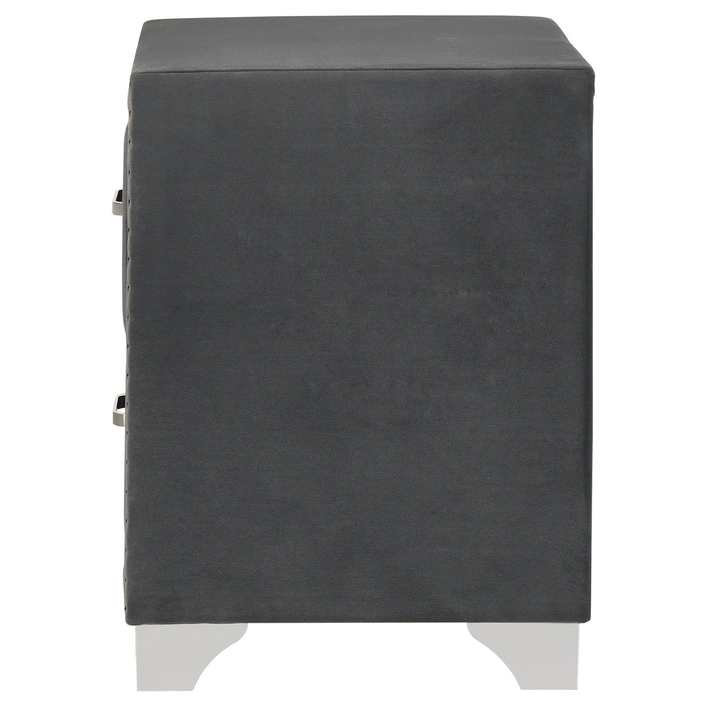 Melody Upholstered 2-drawer Nightstand Grey