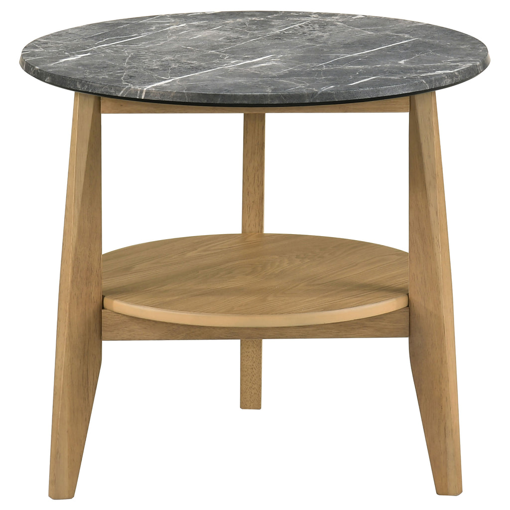 Bradley 3-Piece Round SmartTop Coffee Table Set Grey and Natural