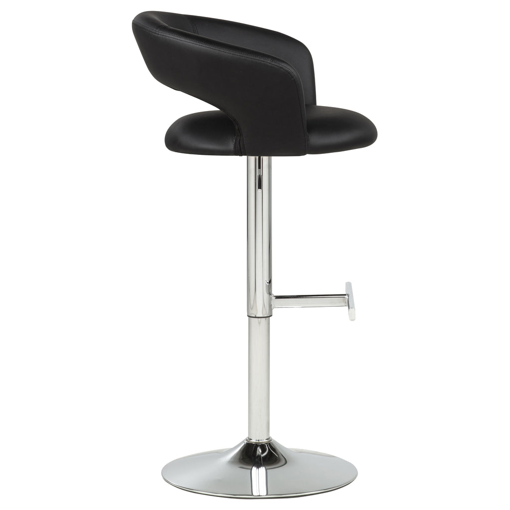 Travia Adjustable Leatherette Swivel Bar Stool Black and Chrome