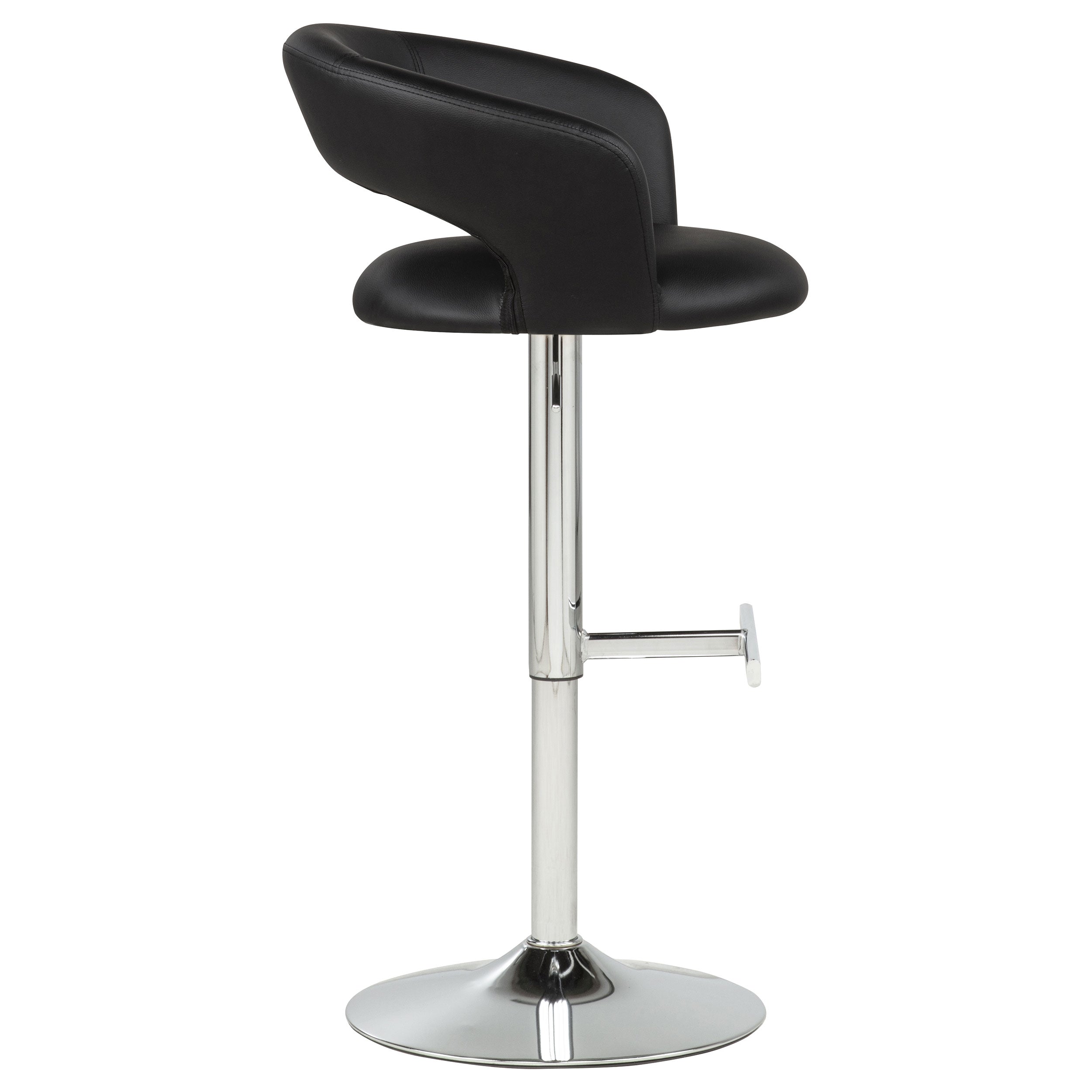 Travia Adjustable Leatherette Swivel Bar Stool Black and Chrome