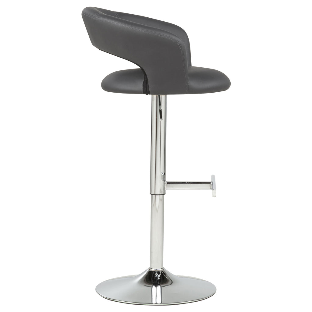 Travia Adjustable Leatherette Swivel Bar Stool Grey and Chrome