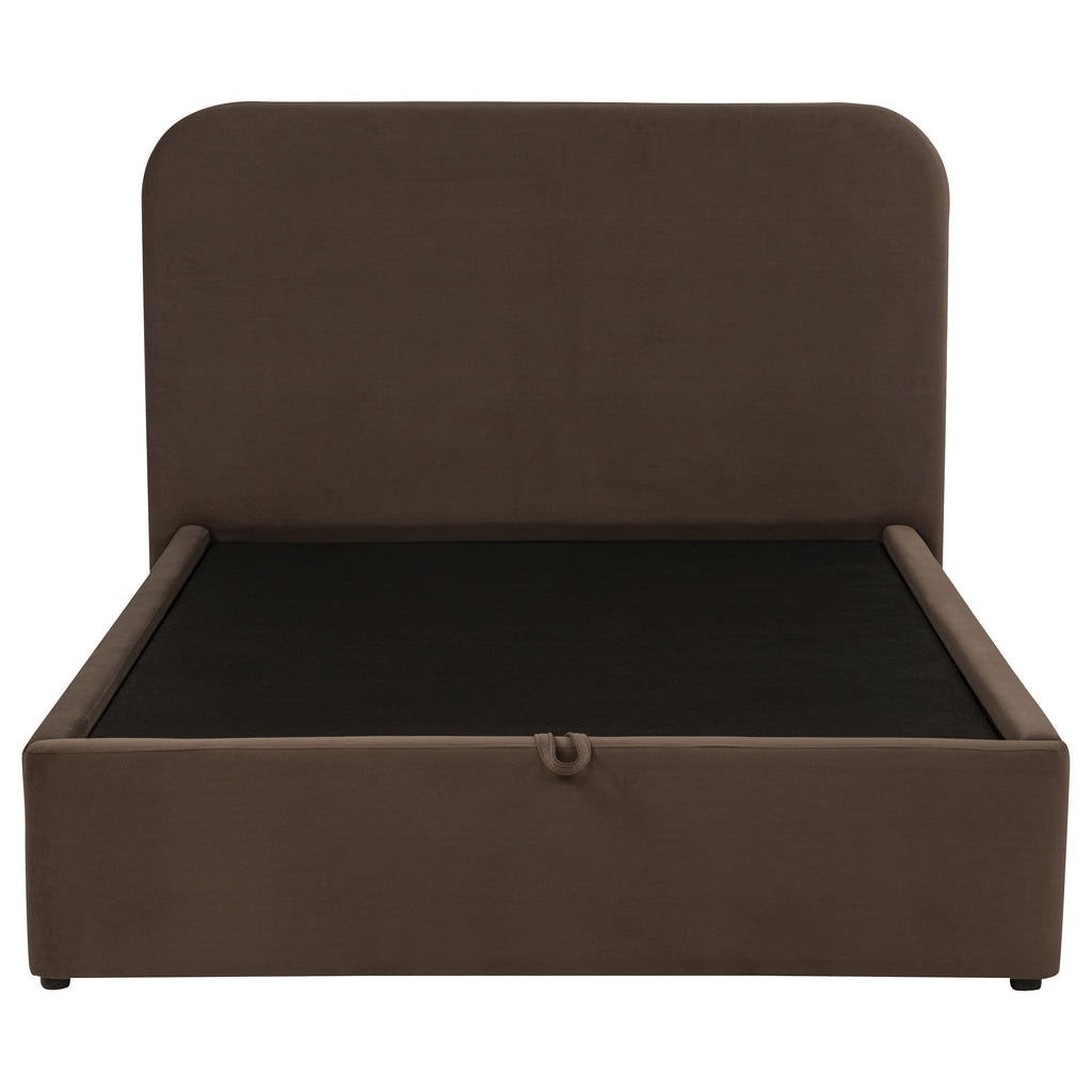 Anders Upholstered Full Storage Lift Platform Bed Chocolate