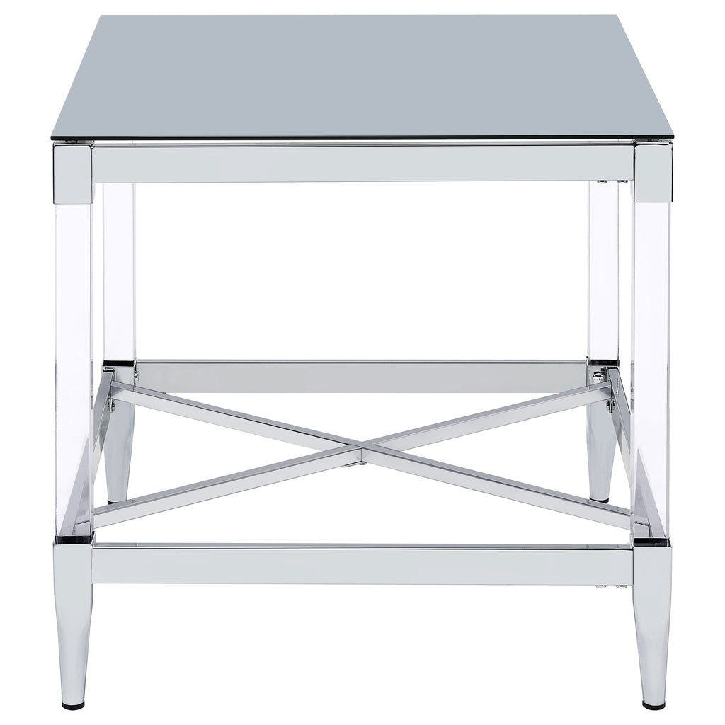 Lindley Square Tempered Mirror Acrylic Side End Table Chrome