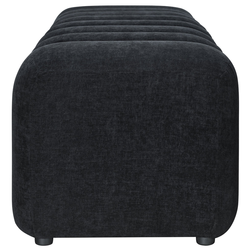 Summer Chenille Upholstered Channel Accent Bench Black