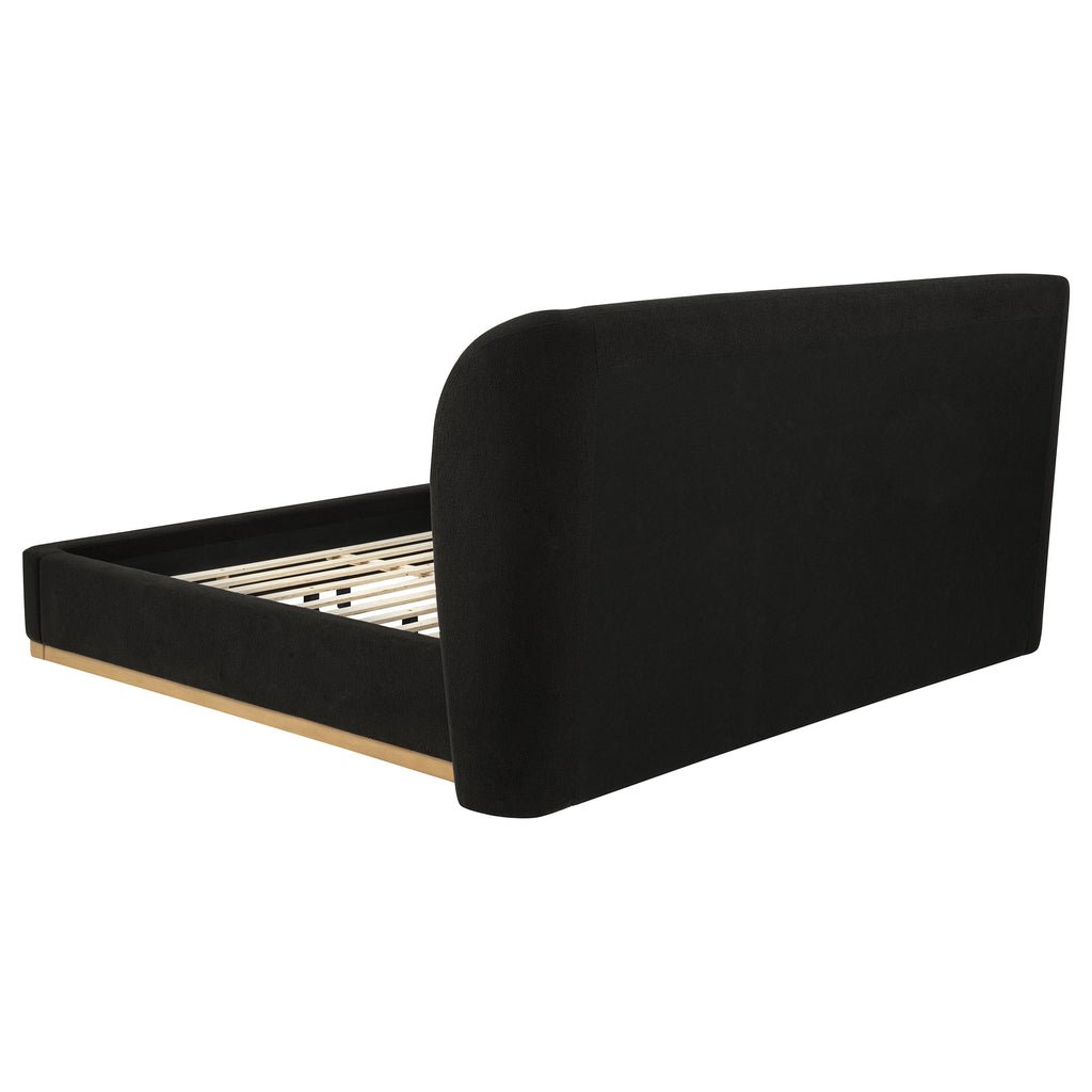 Blaire Upholstered Eastern King Wingback Platform Bed Black