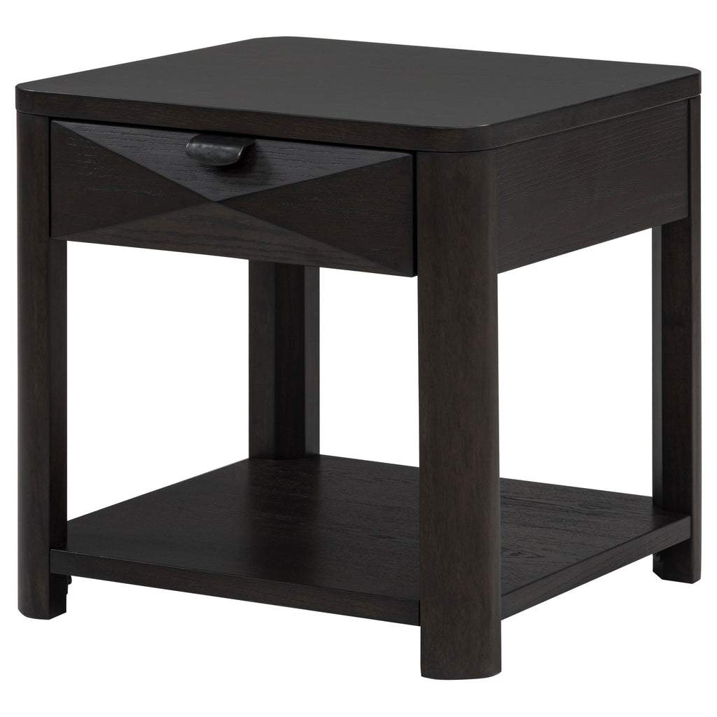 Marcelo Wood End Table with Drawer and Shelf Coffee