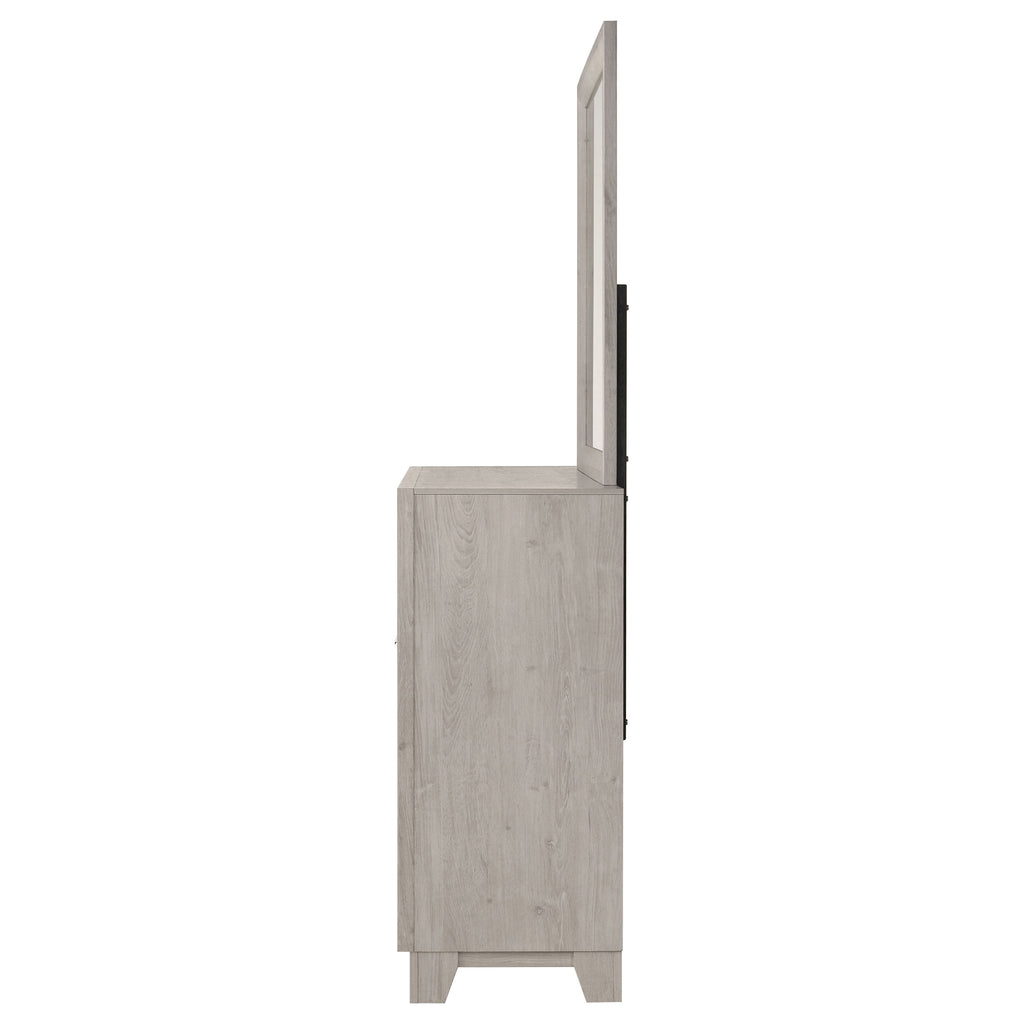 Farre 6-drawer Dresser with Mirror Washed Grey