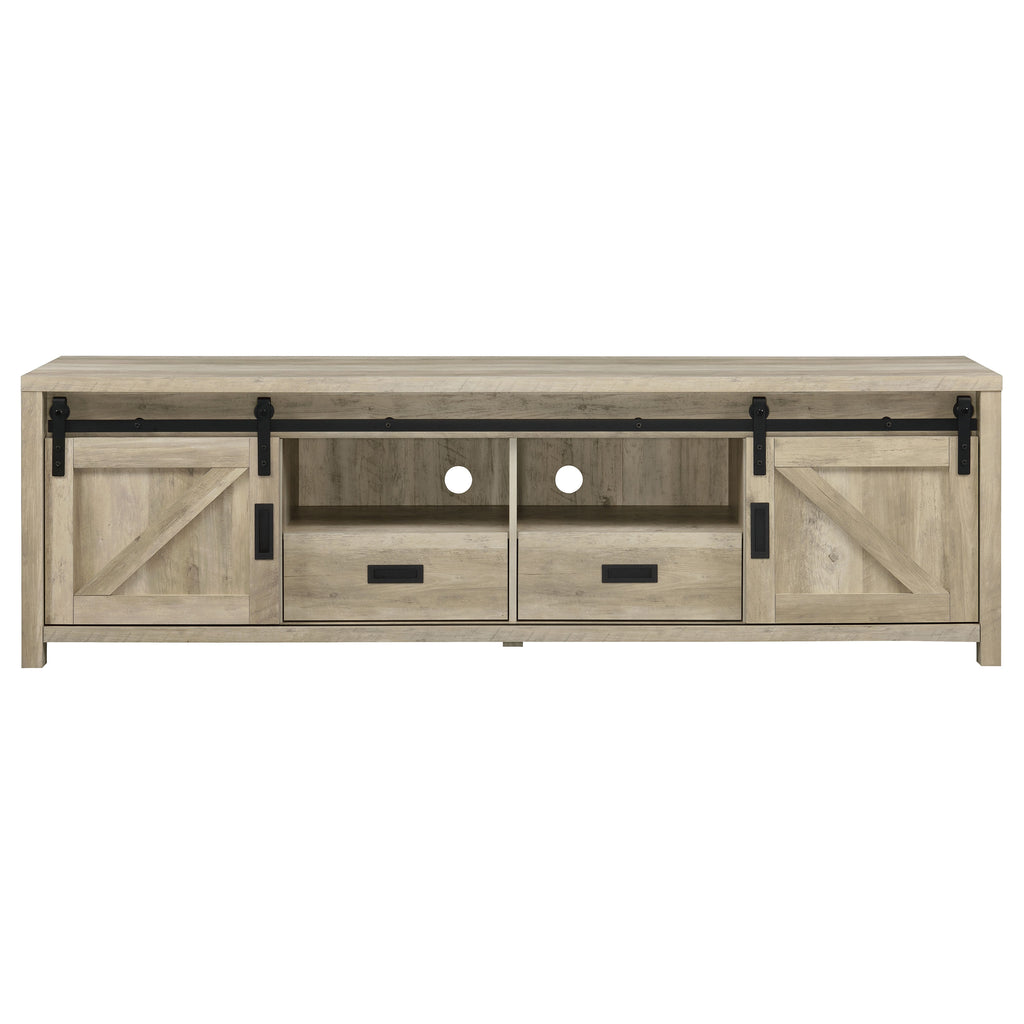 Madra 2-door Engineered Wood 79-inch TV Stand Distressed Pine