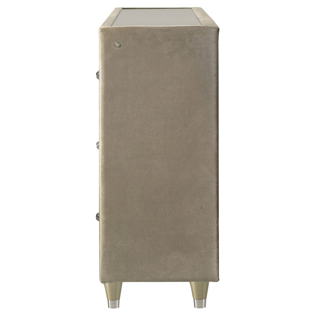 Lorient 8-drawer LED Bedroom Flame Box Dresser Ivory Camel