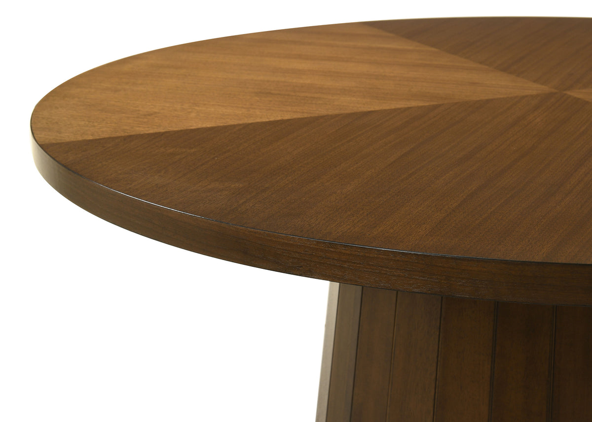 Galindo 52-inch Round Walnut Veneer Dining Table Walnut