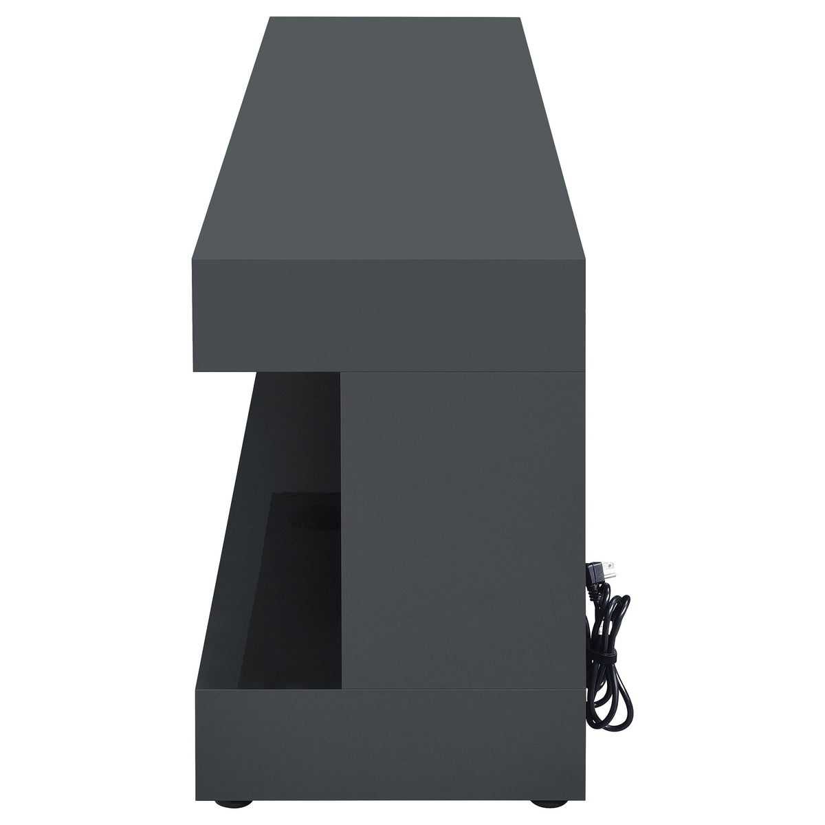 Mallory TV Stand Fireplace Console Bluetooth Speaker Grey High Gloss