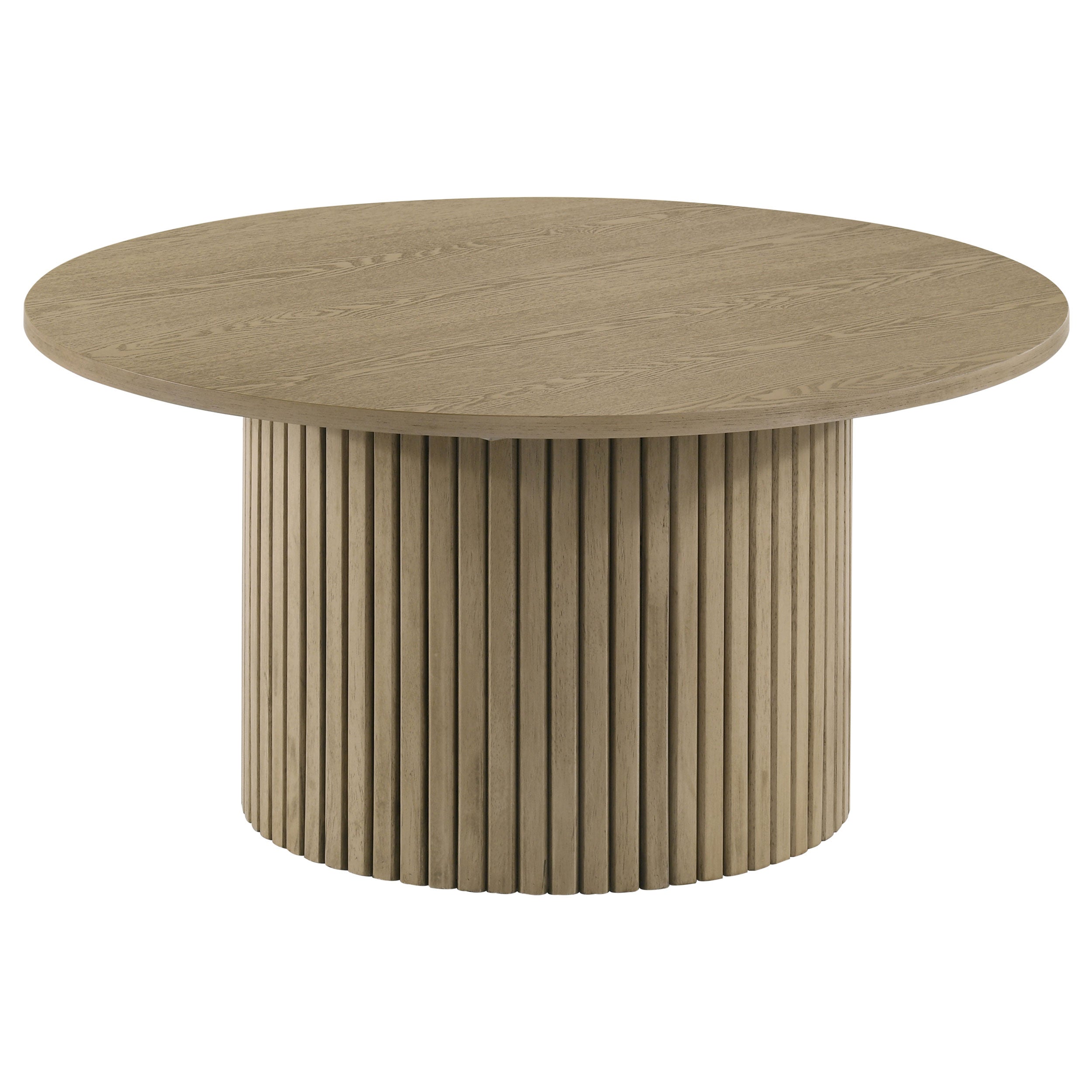 Hamlyn 2-piece Round Fluted Coffee and End Table Set Natural Oak