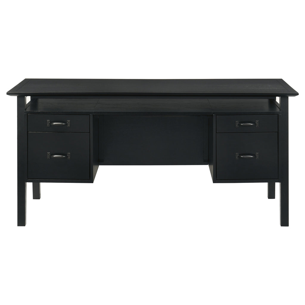 Goodson 64-inch 4-Drawer Double Pedestal Computer Desk Black